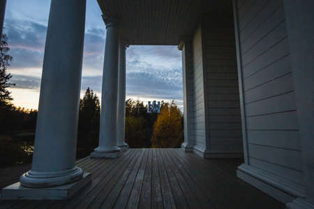 Vyborg, Russia - View of the Tomb Chapel, Ludwigsburg on Ludwigstein Island in Mon Repos Park from the side of the Temple of Neptuneの写真素材
