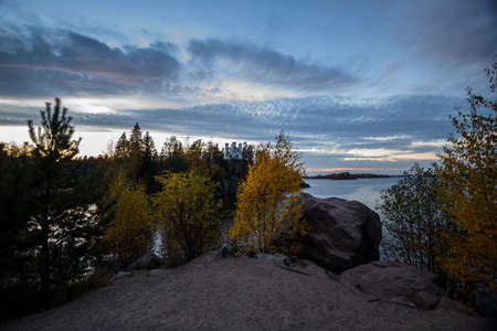 Ludwigsburg Chapel in Mon Repos park in autumn, Vyborg, Leningrad regionの写真素材