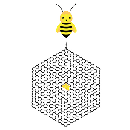 Hexagon education Maze or labyrinth game for chidren with bee and honeycomb. Vector illustration. EPS 10のイラスト素材