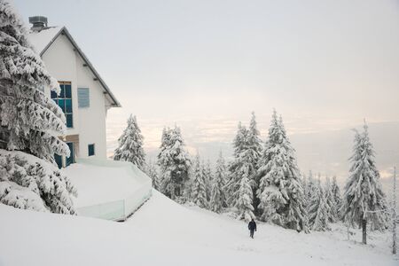 Sweradow resort Zdroj resort, Poland, December 16, 2018: View on the Jastra Mountainsのeditorial素材