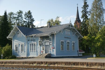 Old railway station in Keuruu, town and municipality of Finlandの写真素材
