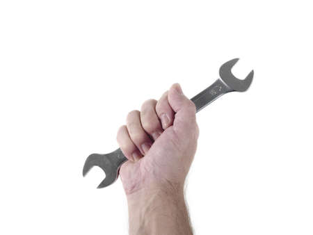 Hand of man holding a wrrenchの写真素材