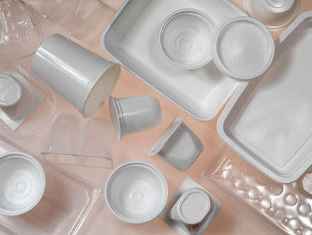 containers of plastic and polystyreneの写真素材