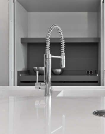 steel faucet for a modern kitchenの写真素材