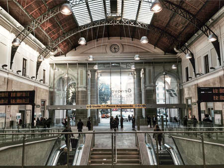 Genoa, italy, interior View of the railway stationの素材