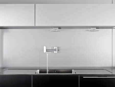 closeup of faucet in the modern kitchenの写真素材