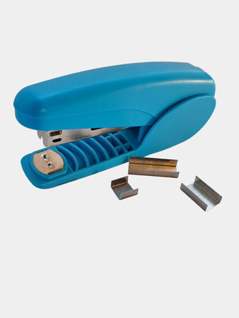 Teal Blue Plastic Stapler with Different Colored Staples