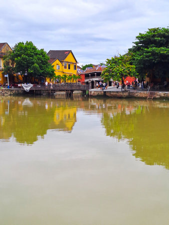 Tranquil River View of the Historic Hoi An Ancient Town in Vietnamのeditorial素材