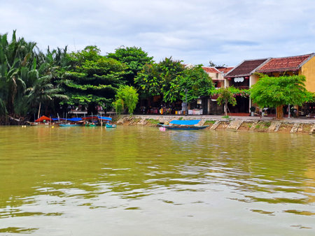 Tranquil River View of the Historic Hoi An Ancient Town in Vietnamのeditorial素材