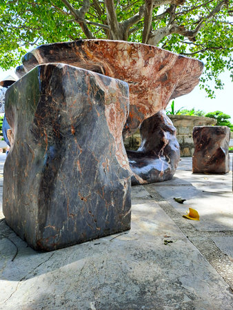 Stone sculpture in the public park,Thailand, Southeast Asia.の写真素材