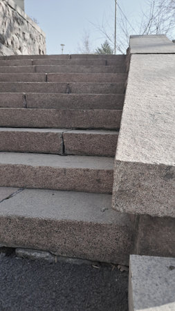 concrete steps in the city, photo as a background, digital image