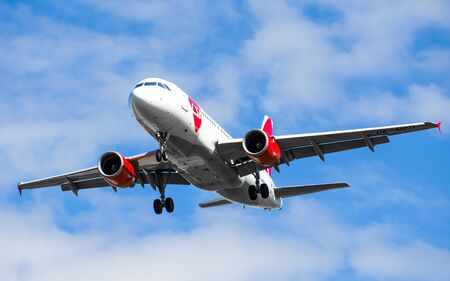 Airbus a319 Chech CSA airlines, airport Pulkovo, Russia Saint-Petersburg July 2016.のeditorial素材