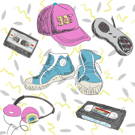 Vector Illustration - Elements of the 90s.のイラスト素材
