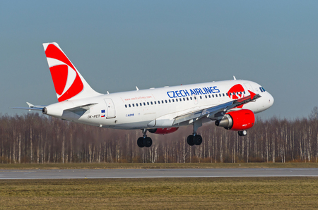 a319 Czech, airport Pulkovo, Russia Saint-Petersburg May 2017.のeditorial素材