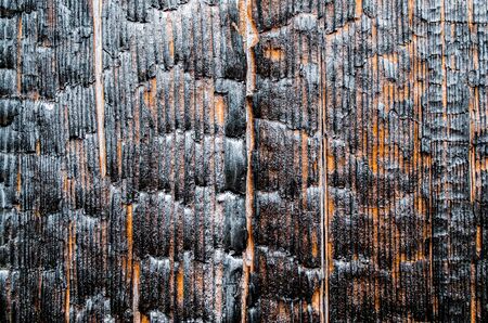 Burnt wood texture near, close-up, bare woodの写真素材