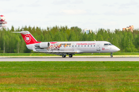 Bombardier crj-200 Rusline, airport Pulkovo, Russia Saint-Petersburg May 2017のeditorial素材