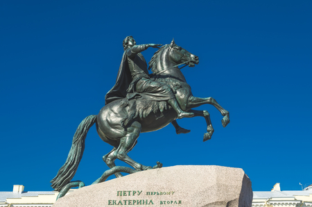 Petersburg, petr great brass rider against the blue skyのeditorial素材