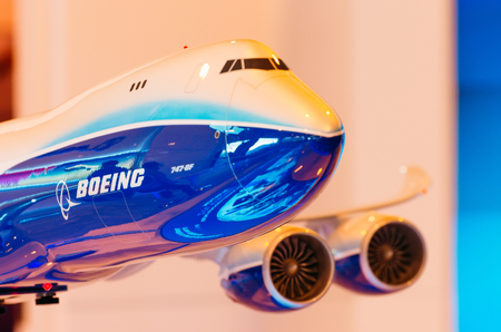Exhibition models boeing aircraft 747. Russia, Moscow. July 2017のeditorial素材