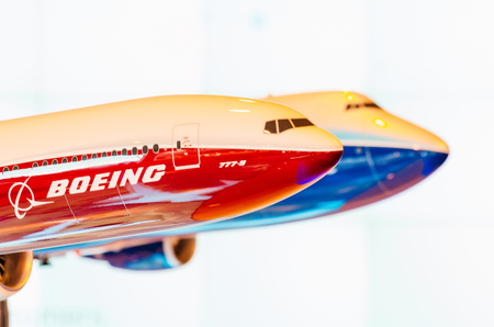 Exhibition models boeing aircraft 777. Russia, Moscow. July 2017のeditorial素材