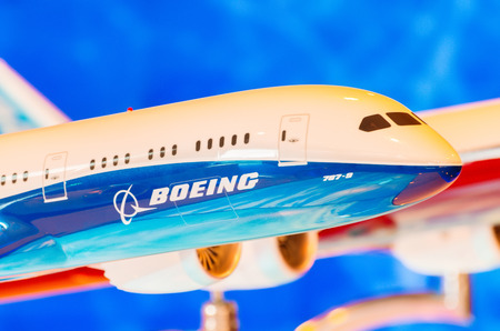 Exhibition models boeing aircraft 787. Russia, Moscow. July 2017のeditorial素材