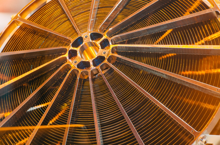 Metallic copper construction part of the circular mechanismの写真素材