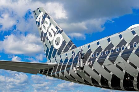 Demonstration airplane A350 XWB. Russia, Moscow. July 2017のeditorial素材
