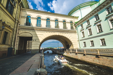 Winter canal exit to the Neva River. Russia, Saint-Petersburg. August 17. 2017のeditorial素材