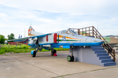 Military Sukhoi fighter jet. Moscow, airport Zhukovsky. July 20, 2017のeditorial素材