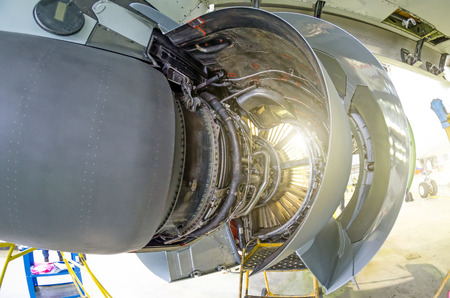 Engine of the airplane under heavy maintenance