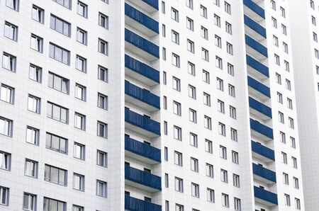 Residential houses and, identical balconies and windowsの写真素材