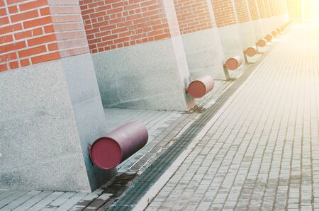 The foundation of the building and the brick wallの写真素材