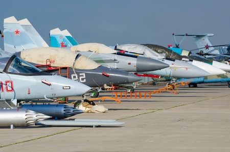 Jet fighter of russian air force. Russia, Zhukovsky airport. 18 July 2017