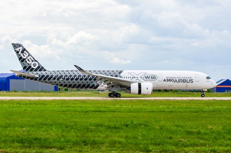 Airplane Airbus A350 XWB. Russia, Moscow July 2017のeditorial素材