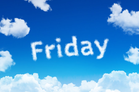 Days of the week - friday cloud word with a blue skyの写真素材