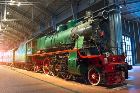 The old steam locomotives of times of the USSR. Russia Saint-Petersburg. Museum Railways of Russia December21, 2017のeditorial素材