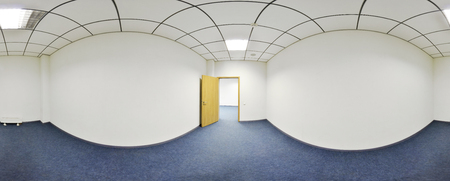 Spherical 360 degrees panorama projection, panorama in interior empty room in modern flat apartmentsの写真素材