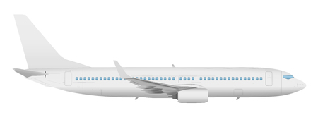 Airplane template side view on a isolated white backgroundの写真素材