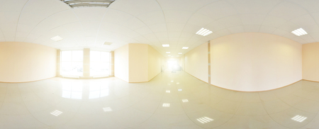 Spherical 360 degrees panorama projection, panorama in interior empty room in modern flat apartmentsの写真素材