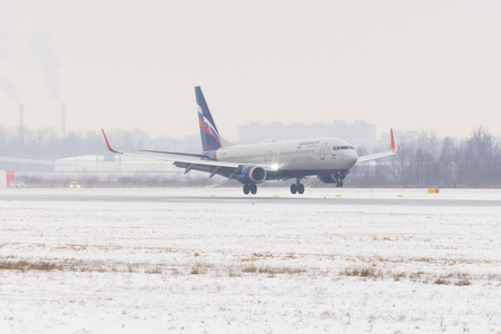 Boeing 737-800 Aeroflot, airport Pulkovo, Russia Saint-Petersburg February 04 2018のeditorial素材