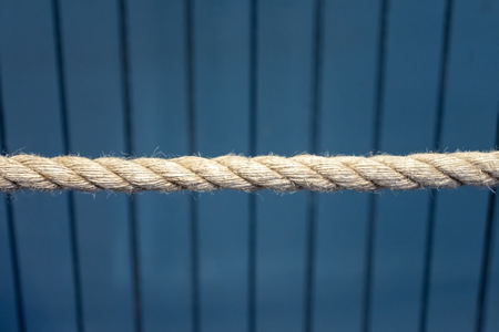 Hanging rope wool close-up on blurred backgroundの写真素材
