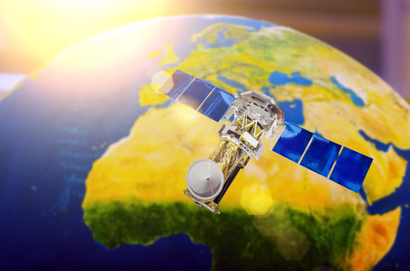 Satellite tracking communications in space over Continent Europe
