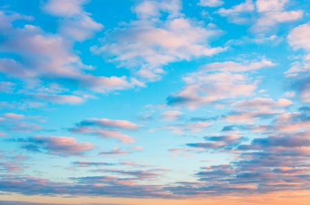 Alto cumulus beautiful clouds at sunset with a celestial gradient colorの写真素材