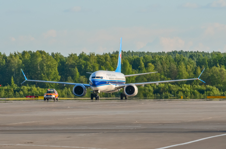 Boeing 737-8 max China southern, airport Pulkovo, Russia Saint-Petersburg. 02 June 2018のeditorial素材
