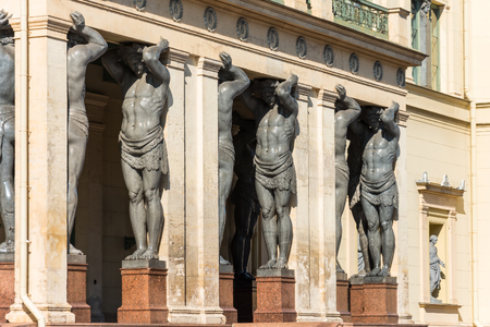 Atlanta ancient statue, keep a stone roof canopy in St. Petersburgの写真素材