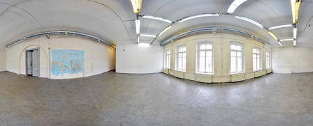 Spherical panorama inside abandoned dirty room in building. Full 360 by 180 degree in equirectangular projectionの写真素材