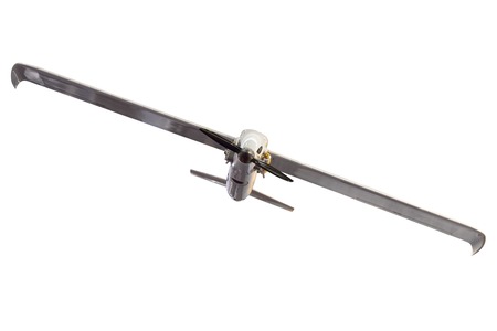 Unmanned military aircraft drone with screw isolated on white backgroundの写真素材