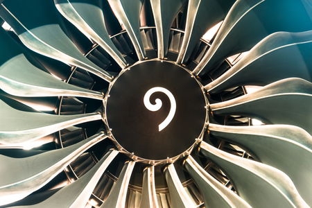 Aircraft engine vane blades close upの写真素材