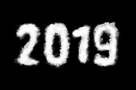 2019 numbers as a form of clouds isolated