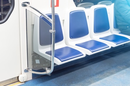 Free empty seats in public passenger transport, interior.の写真素材