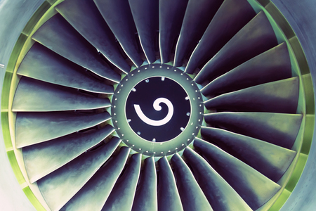 Aircraft jet aviation engine blades view centerの写真素材